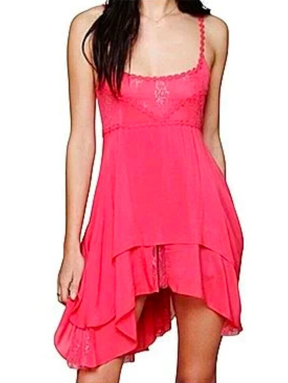 Intimately Free People Red Lace Handkerchief Dress M